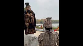 A robot terracotta warrior in China performed a mock rebellion