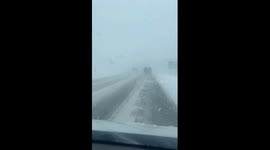 Severe snowstorm and treacherous driving in New York, USA
