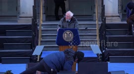 US Senator Bernie Sanders speaks at Zohran Mamdani's mayoral inauguration