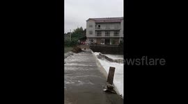China: Dog rescued from rushing river in China