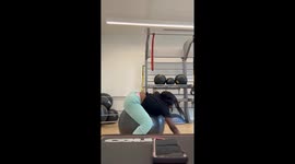 Gym balance mishap with stability ball in Atlanta, Georgia, USA