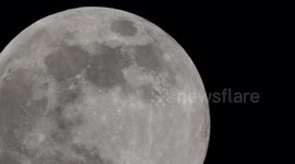 Stunning almost full Wolf Supermoon seen rising above Kent, UK