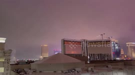 Dense fog blankets the Las Vegas Strip in Nevada, USA