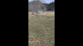 Rare ice jam forms on the Watauga River in Valle Crucis, North Carolina, USA
