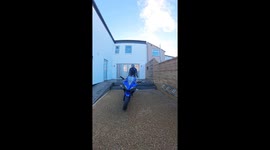 Motorcycle jump mishap in Warwickshire, England, UK