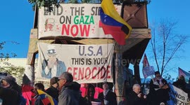 In London, UK, Viva Venezuela an emergency demonstration against Trump war on Venezuela