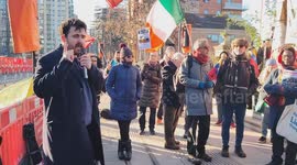 In London, UK, the Speaker of the Campaign for Nuclear Disarmament held an emergency demonstration to condemn Trump's war on Venezuela and the kidnapping of Venezuelan President Nicolas Maduro