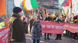 In London, the Speaker of the Latin American Communist Party held an emergency demonstration to condemn Trump's war on Venezuela and the kidnapping of Venezuelan President Nicolás Maduro