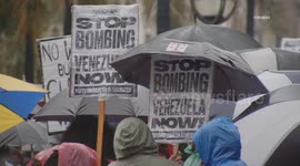 US, Los Angeles: Downtown Los Angeles Protest Over US Action In Venezuela With Sound On Tape