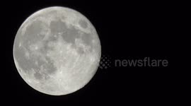 The January Full Moon known as the Wolf Moon which is also a Supermoon is seen in the sky over London with Jupiter visable
