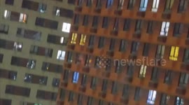 Man fires fireworks from apartment window in Odintsovo, Russia