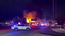 Major five-alarm apartment fire at Leetsdale and Forest, Denver, USA