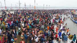 India: Drone Capture Paush Purnima Millions of devotees gathered at the banks of sacred rivers Praygraj Sangam