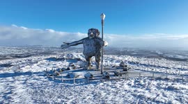 Giant On The Sperrins In Snow - UK Cold Spell Drone Footage