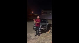 Unexpected synchronized fireworks during champagne pop in Gama, Brazil