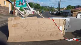 Blockade against the natural disaster of the sargassum seaweeds. French island of Martinique, Le Robert, Caribbean, West Indies, France, 5 January 2026
