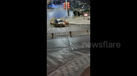 Drunk driver crashes and flees scene dragging hundreds of metres of guardrail with him