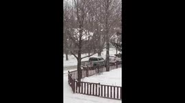 Massive snowflakes blanket residential street in Duluth, Minnesota, United States