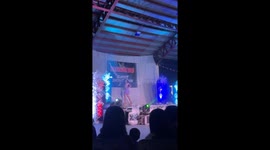 Beauty queen falls off the back of stage in front of shocked pageant crowd