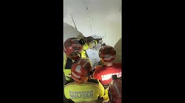 Firefighters rescue trapped pet cat from 4ft hole beside condominium