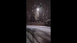 Heavy snowfall blankets streets in Telford, England, UK