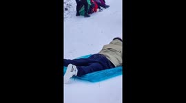 Snow sliding mishap on a mountain path in Shaanxi, China
