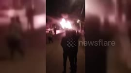 Iran: Protesters Torch Iranian Security Vehicle