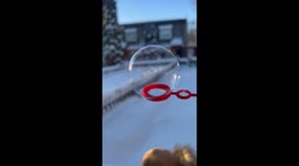 Bubble forms snow crystals as it freezes in low temperature in Sweden