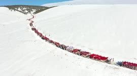 DRONE: People in Türkiye gather at Allahuekber Mountains to commemorate martyrs of Sarikamis