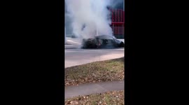 Car Owners Laugh in Shock as Their Vehicle Burns and Smokes on Street
