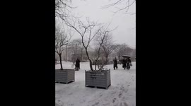 Heavy snowfall blankets Châtelet-Les Halles metro station in Paris, France