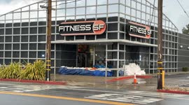 Floodwaters cover roads during high tide in Marin County of California
