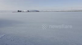 Severe cold transforms lake into picturesque frozen wonderland in central Türkiye