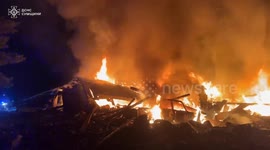 Ukrainian emergency crews contain fires following drone strikes in Sumy region