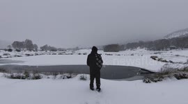 Deep Freeze in Scotland: Frozen Fishery and Snow near Ballater