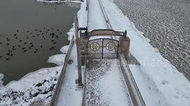 Stunning drone footage captures frozen Port Stanley of Ontario, Canada