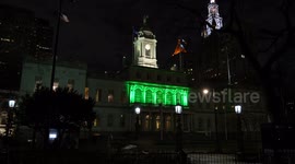 New York City Hall lit green in first recognition of Muslim American Heritage Month