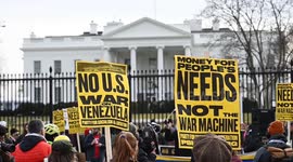 Protesters rally outside White House against U.S. action on Venezuela