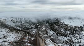 Drone footage captures snow, fog blanket Sertavul Pass in central Türkiye