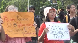 Demonstrators gather in Jakarta to protest US actions on Venezuela
