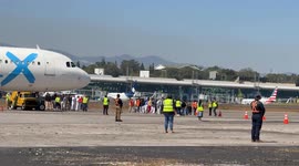 Migrants arrives in Guatemala on return flight from US