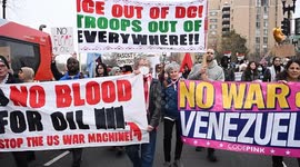 Demonstrators rally in Washington DC against US actions in Venezuela