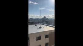 Buildings and antenna sway as earthquake is felt across Hiroshima, Japan