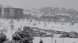 Steady snowfall blankets Vitoria-Gasteiz during Epiphany, Spain