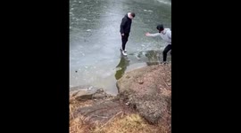 Helping a Friend Off an Icy Lake Fail
