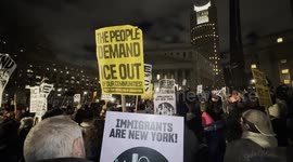 New York: Demonstrators gather to protest Minneapolis ICE shooting