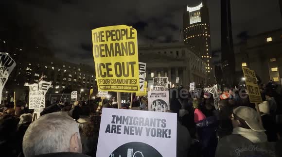 New York: Demonstrators gather to protest Minneapolis ICE shooting ...