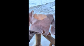 Frozen clothes during extreme cold in Guangdong, China