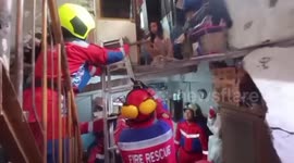 Firemen save mother and daughter trapped in collapsed house