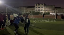 Dizzy football trick ends in a goal in Henan, China